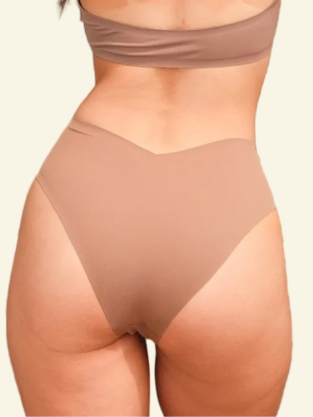 High-Waist V-Front Bikini Bottom - Tan